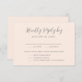 赤面ピンクメニュー選択ウェディングRSVPカード 出欠カード (正面/裏面)