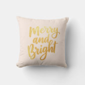 赤面ピンクメリーと明るい – 金ゴールドスクリプトデコール クッション (正面)