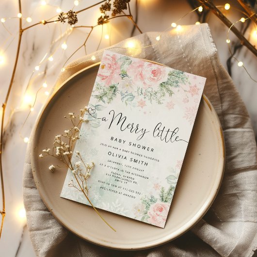 赤面ピンクメリーの小さな赤ちゃん 招待状