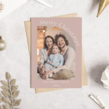 赤面ピンクモダンのアーチ写真クリスマス