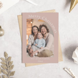 赤面ピンクモダンのアーチ写真クリスマス シーズンカード