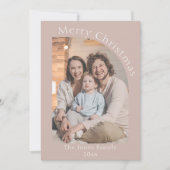 赤面ピンクモダンのアーチ写真クリスマス シーズンカード (正面)