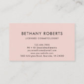 赤面ピンクモダンのスクリプトヘアとメイクアップ 名刺 (裏面)