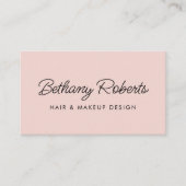 赤面ピンクモダンのスクリプトヘアとメイクアップ 名刺 (正面)
