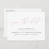 赤面ピンクモダンの書道の日付の保存 案内ポストカード (正面/裏面)