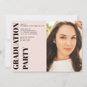 赤面ピンクモダンの3枚の写真の卒業 招待状 (裏面)