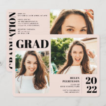 赤面ピンクモダンの3枚の写真の卒業