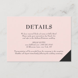 赤面ピンクモダンアクセント詳細宿泊施設 エンクロージャーカード