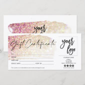 赤面ピンクモダンギフトカード証明書の追加ロゴ (正面/裏面)