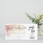 赤面ピンクモダンギフトカード証明書の追加ロゴ (スタンド正面)