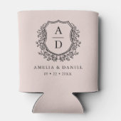 赤面ピンクモダンクレストモノグラ結婚ム 缶クーラー (裏面)