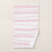 赤面ピンクモダントレンディーパタストライプのーン バスタオルセット (ハンドタオル)