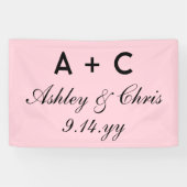 赤面ピンクモダンパーソナライズされたウェディング 横断幕 (横)