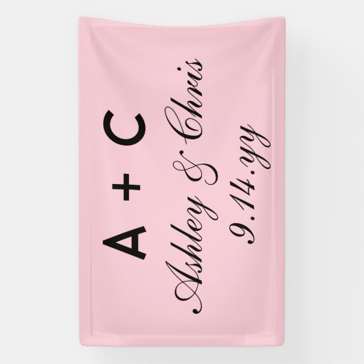 赤面ピンクモダンパーソナライズされたウェディング 横断幕 (縦)