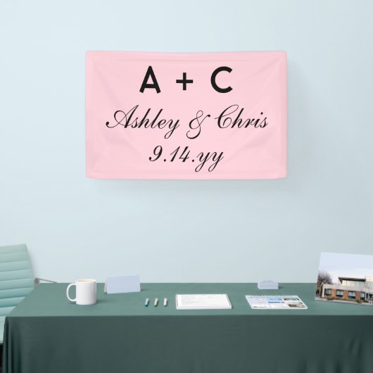 赤面ピンクモダンパーソナライズされたウェディング 横断幕 (トレードショー)