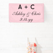 赤面ピンクモダンパーソナライズされたウェディング 横断幕 (インサイチュ)