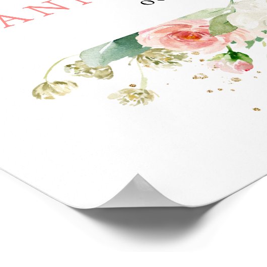 赤面ピンクモダンフローラボ結婚タニカル ポスター (角)