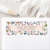 赤面ピンクモダンフローラ差出人住所ラベル ラベル (インサイチュ)