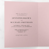 赤面ピンクモダンミフォーマルミ結婚マル 三つ折りカード (内部最初)