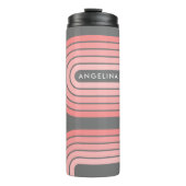 赤面ピンクモダンレトロパタストライプのーン名前をカスタムする タンブラー (正面)