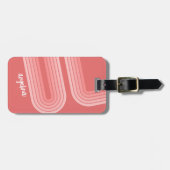 赤面ピンクモダンレトロパタストライプのーン名前をカスタムする ラゲッジタグ (正面横)