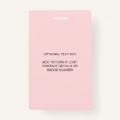 赤面ピンクモダンロゴラッシュサロンまたはスパ写真ID バッジ (裏面)