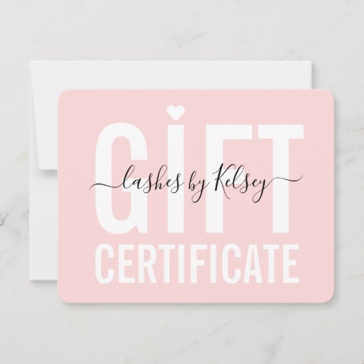 赤面ピンクモダンロゴ美しいサロン商品券 カード (正面)
