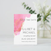 赤面ピンクモダン金ゴールドの日救付はがき ポストカード (スタンド正面)