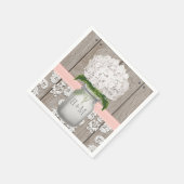 赤面ピンクモノグラムのアジサイ・メイソン・ジャー スタンダードカクテルナプキン (角)