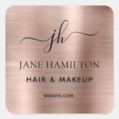 赤面ピンクモノグラムビジネスロゴスクエアステッカー スクエアシール (正面)