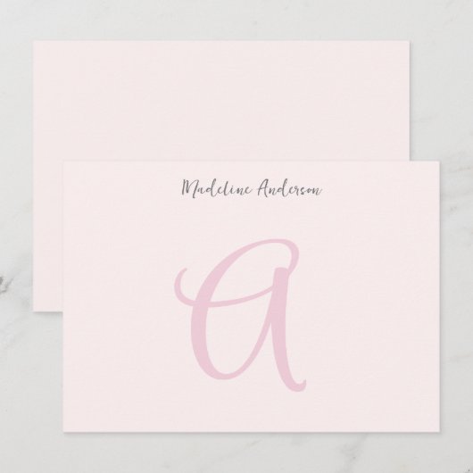 赤面ピンクモノグラムミニマルガーリーリスト ノートカード (正面/裏面)