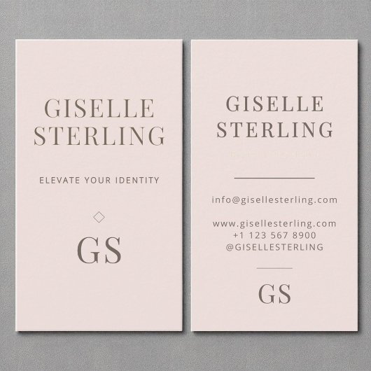 赤面ピンクモノグラムモダンミニマエレガントリスト 名刺