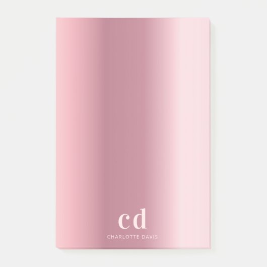 赤面ピンクモノグラム名グラマラス ポストイット (正面)