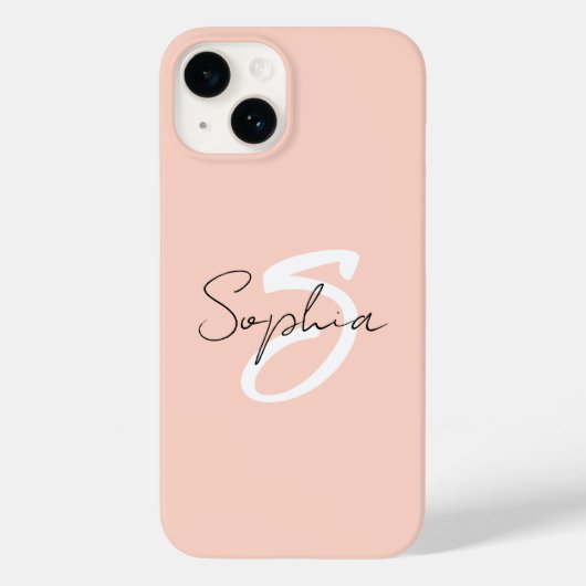 赤面ピンクモノグラム名前をカスタムする Case-Mate iPhoneケース (裏面)