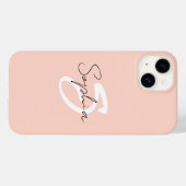 赤面ピンクモノグラム名前をカスタムする Case-Mate iPhoneケース (裏面 (横))
