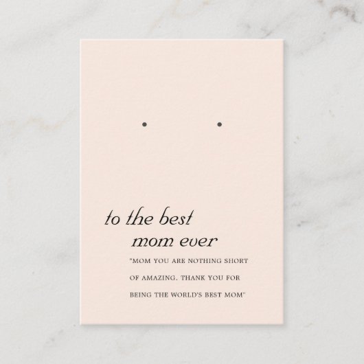 赤面ピンクモママギフトイヤリングディスプレイカード プレイスカード (正面)