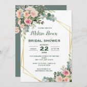 赤面ピンクユーカリフローラブライダルシャワー 招待状 (正面/裏面)
