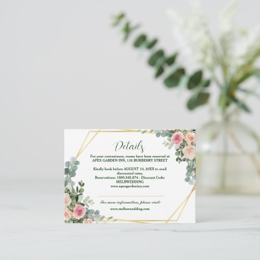 赤面ピンクユーカリフローラ幾何結婚Enc エンクロージャーカード (スタンド正面)