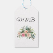 赤面ピンクユーカリ水の色ジオメトリック結婚ス ギフトタグ (裏面)