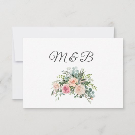 赤面ピンクユーカリ水の色ジオメトリック結婚ス サンキューカード (裏面)