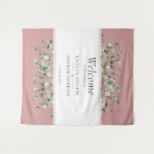 赤面ピンクユーカリ結婚の歓迎 タペストリー (正面(横))