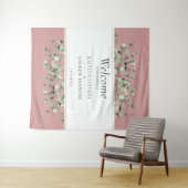赤面ピンクユーカリ結婚の歓迎 タペストリー (インサイチュ(横))