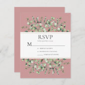 赤面ピンクユーカリ結婚プス 出欠カード (正面/裏面)