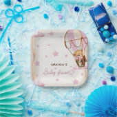 赤面ピンクライトブラウンベアーバルーン赤ちゃんシャワー ペーパープレート (パーティー)