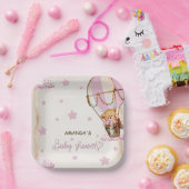 赤面ピンクライトブラウンベアーバルーン赤ちゃんシャワー ペーパープレート (パーティー)