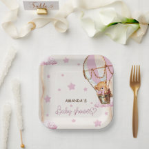 赤面ピンクライトブラウンベアーバルーン赤ちゃんシャワー