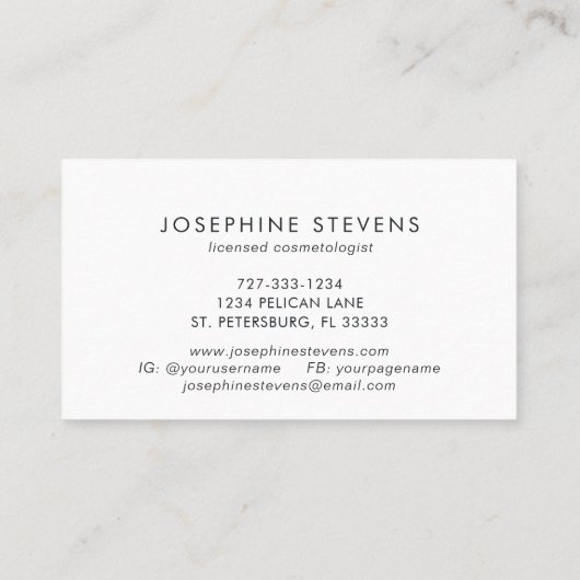 赤面ピンクラインアートロゴメイクアップアーティスト 名刺 (裏面)