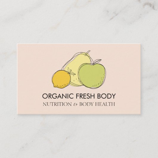 赤面ピンクラインフードフルーツディティシャン栄養士 名刺 (正面)