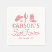 赤面ピンクラストロデオ女性のカーボーイバチェロレッテ スタンダードカクテルナプキン (正面)