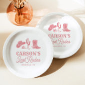 赤面ピンクラストロデオ女性のカーボーイバチェロレッテ ペーパープレート